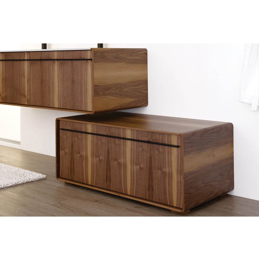 WETSTYLE Deco Vanity Freestanding 24'' - Wl Config Walnut Natural And Matte Lacquer Pacific Blue - Brushed Steel